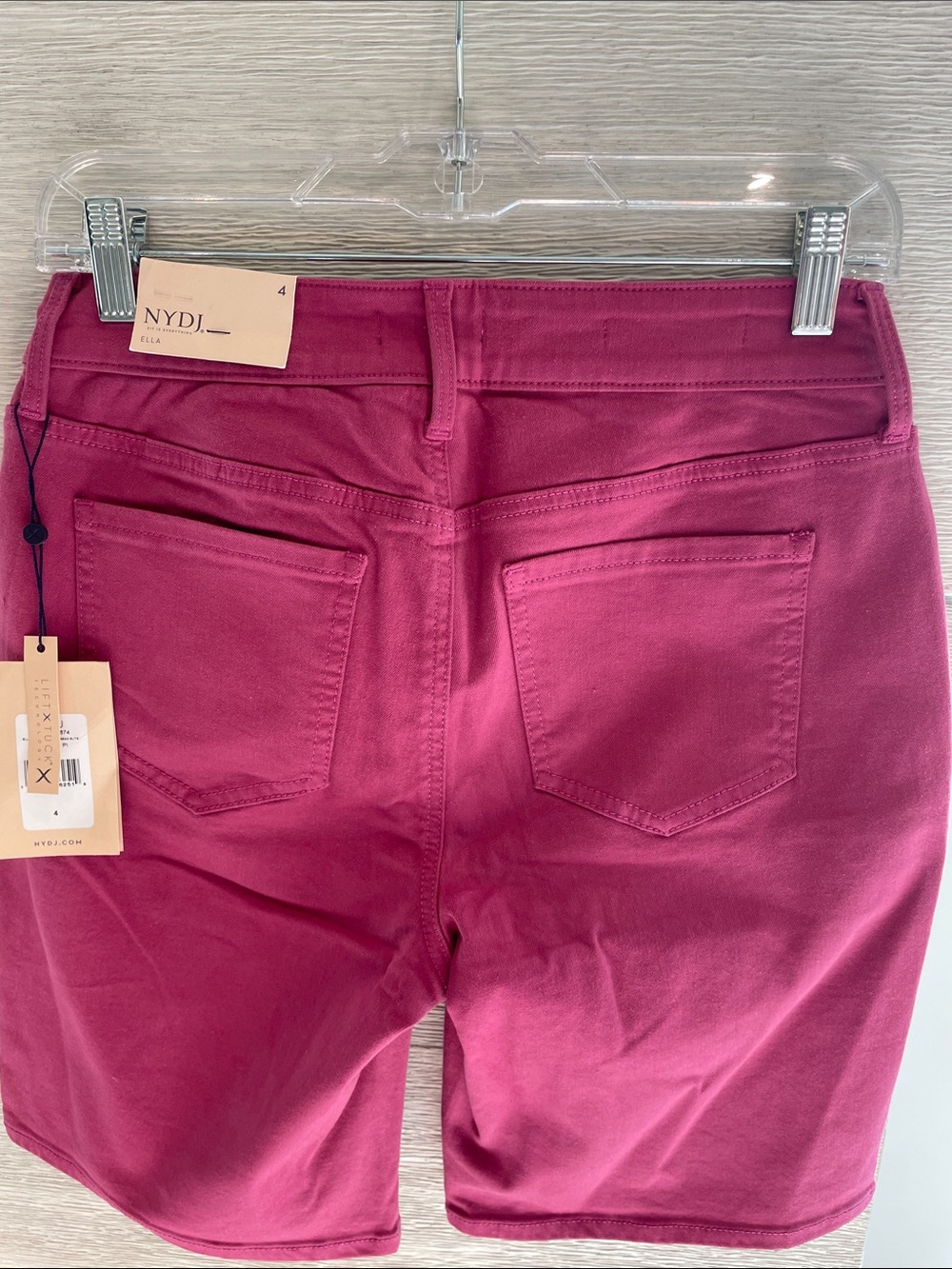NYDJ Ella Raspberry Pink Stretch Denim Bermuda Shorts w LiftxTuck Technology - Picture 6 of 11